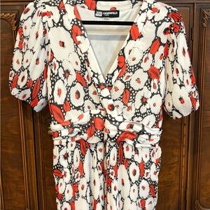 Karl Lagerfeld Red and White Patterned Garment